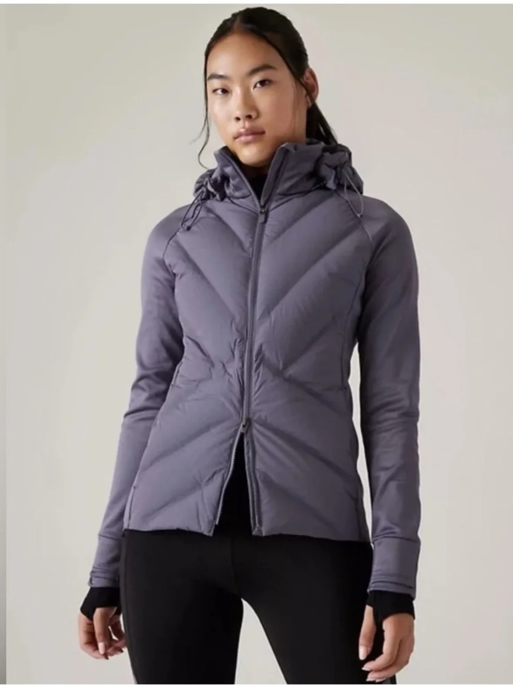 🆕 Athleta Inlet Jacket 💜💜 Nightfall Purple Puffer Jacket w/ Quilted Design - L